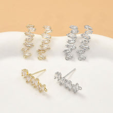 Load image into Gallery viewer, Irregular Pave CZ Earring Post, 14K Gold/Silver Plated,  S925 Silver Pin Nickel Free Earrings, Hypoallergenic Earring Findings LL115-D0084