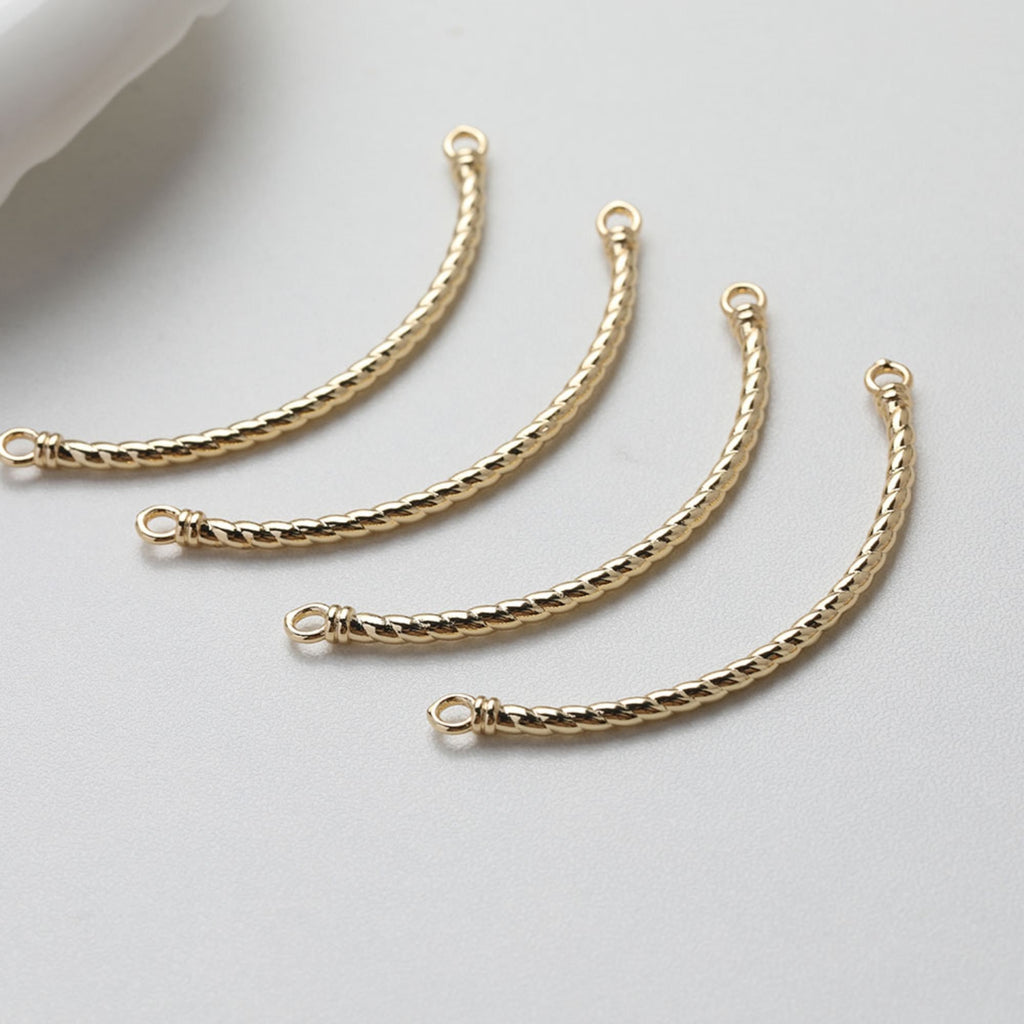 Twist Curved Connector with loops, 14K Gold/Silver Plated Bracelet Making Findings, Bracelet Jewelry Findings GE107