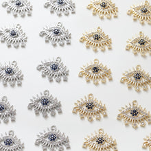 Load image into Gallery viewer, Cubic Evil Eye Charm, 14K Gold,Silver Plated CZ Pave Eye Pendant, Necklace Making Charm, Jewelry Findings GZ412