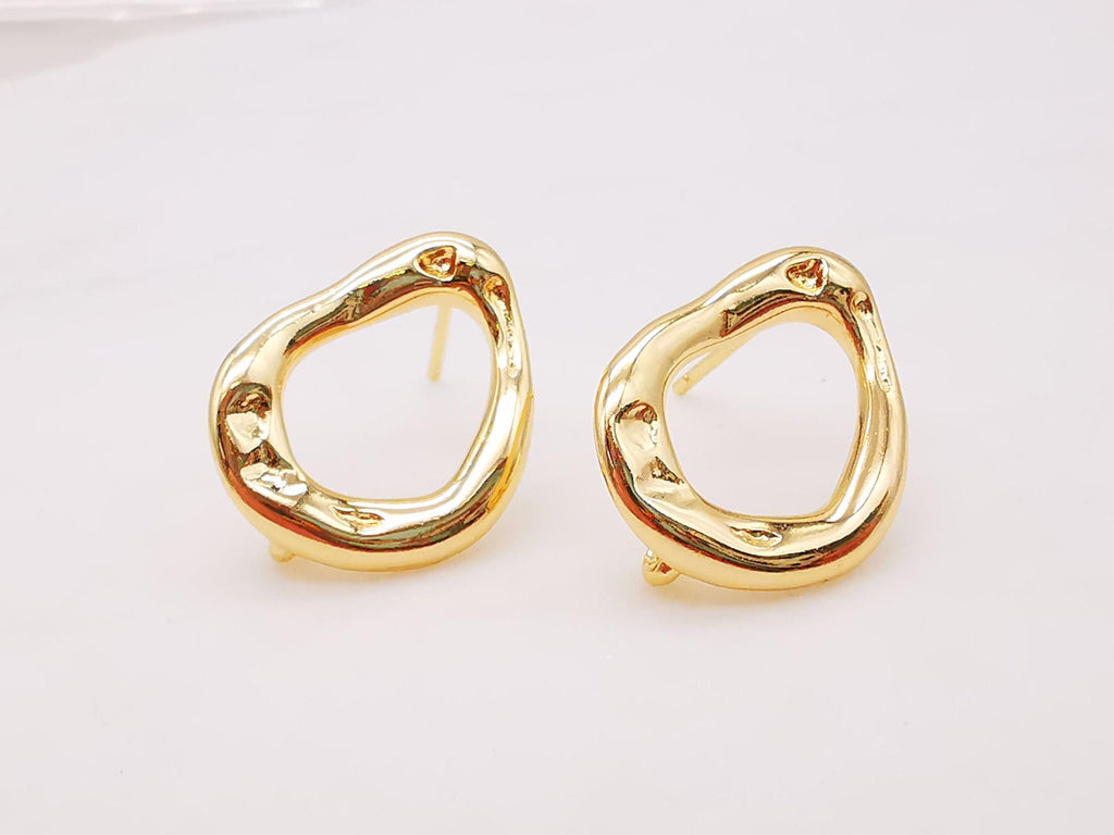 4pcs Gold Teardrop Earring Post With Loop, S925 Silver Ear Pin Nickel Free Earrings, Ear Stud Loop, Hypoallergenic Earring Findings Z045