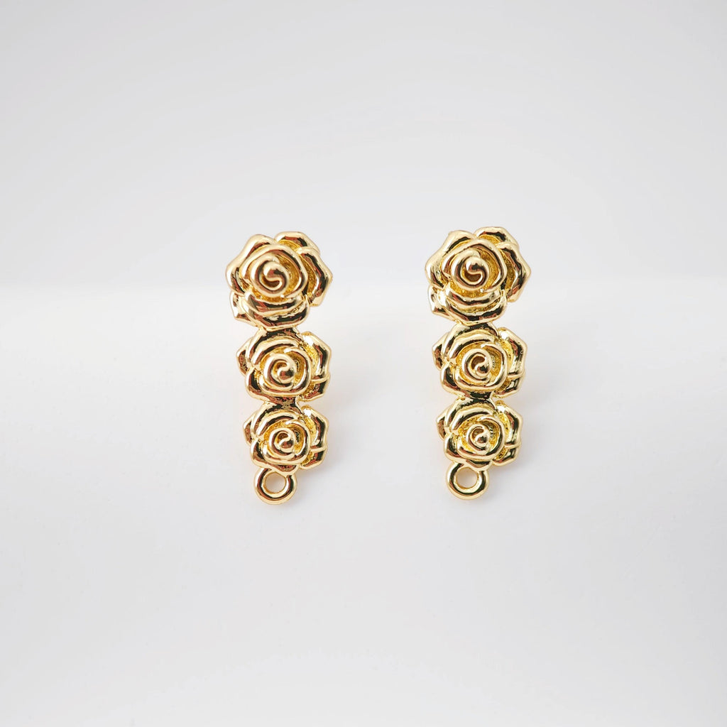 Rose Post Ear Stud, S925 Silver Ear Pin Nickel Free Earrings, Gold Stud Earrings, Hypoallergenic Earring Findings D0266