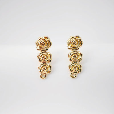 Rose Post Ear Stud, S925 Silver Ear Pin Nickel Free Earrings, Gold Stud Earrings, Hypoallergenic Earring Findings D0266