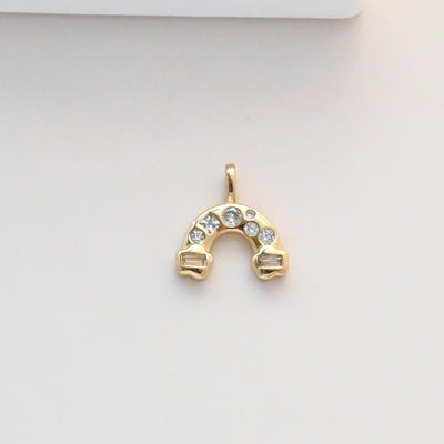 Dije de arco, colgante de arco con pavé cúbico, dijes para pendientes de latón chapado en oro auténtico de 18 quilates, accesorios de joyería Rainbiow con pavé de circonitas cúbicas S1337