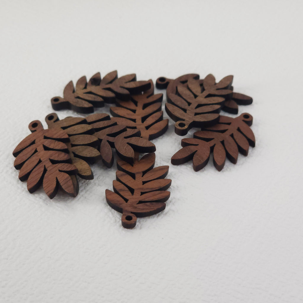 10PCS Leaf Shape Wood Charms, Wooden Pendant, Reclaimed Walnut Wood, Geometric Statement Wood Earrings Diy Ideas JT946