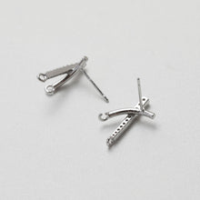 Load image into Gallery viewer, Cubic Crossover Post with Loop, S925 Silver Ear Pin Nickel Free Earring, Gold/Silver Cross Ear Stud, Hypoallergenic Earring Finding GT023