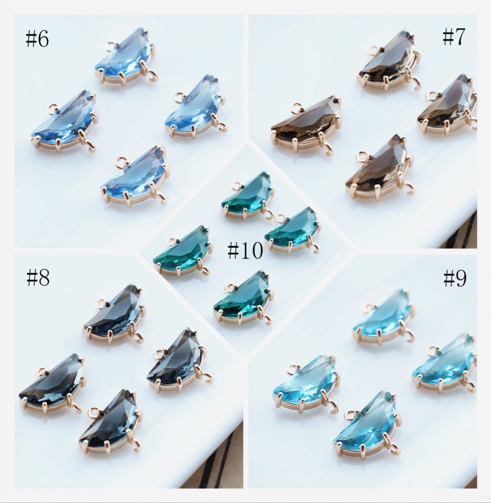 20pcs- Crystal Tiny Teardrop Charms, 10 Colors For  Choose, 14K Gold Plated Teardrop Pendant, 9*16mm, Jewelry Findings JY088-F011