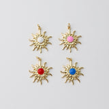 Sun Pendant, Enamel Sunshine Charms, 18K Gold Plated Sun Charms, For Bracelet And Necklace Making, Jewelry Findings S1412