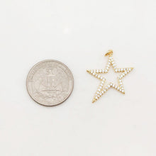 Load image into Gallery viewer, Openwork Star Charms, Pave Cubic Star Pendant, 25mm, 18K Gold Plated, Necklace charms, Jewelry Findings S20395