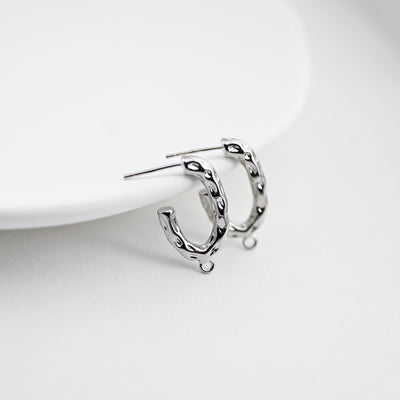 Lustrous Hammered Earring Hoops, Gold Plated Hoop Earring with Loop,Huggie Hoops DIY Earring  Findings,Handmade Earring Supplies D0045