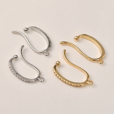 Non-Piercing Ear Bone Cuff, Ear Cuff with Loop, CZ Pave, 26mm, 18K Gold/Silver Plated, DIY Earring Finding LL237