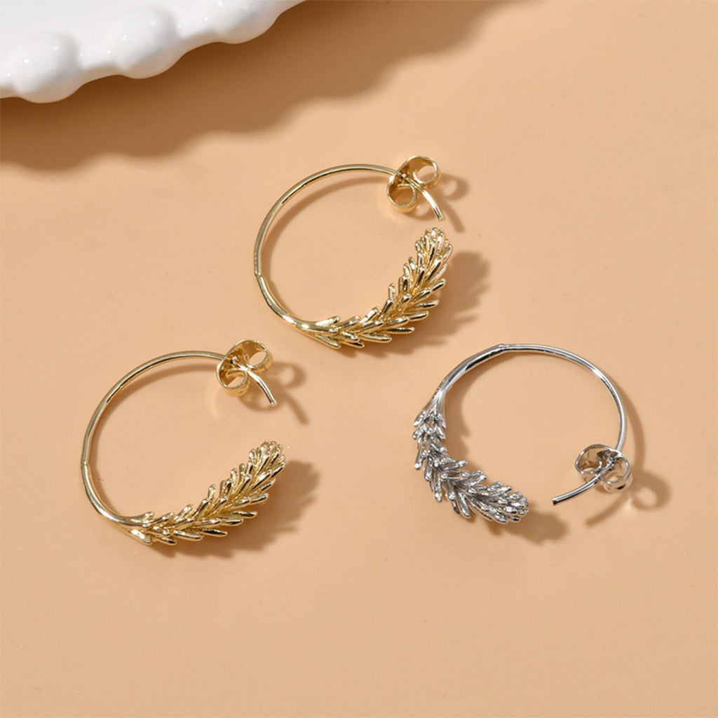 14K Gold Plated Wheat ears  Hoop Earring Finding, Nickel Free Circle Earring Hoops, DIY  Earring Making Findings LL155